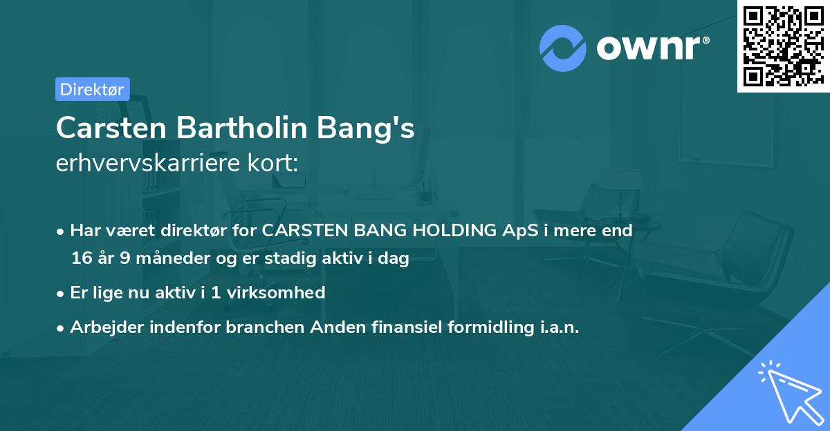 Carsten Bartholin Bang's erhvervskarriere kort