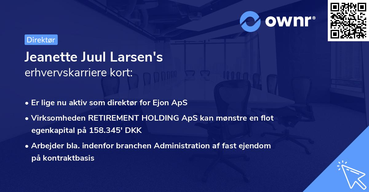 Jeanette Juul Larsen's erhvervskarriere kort