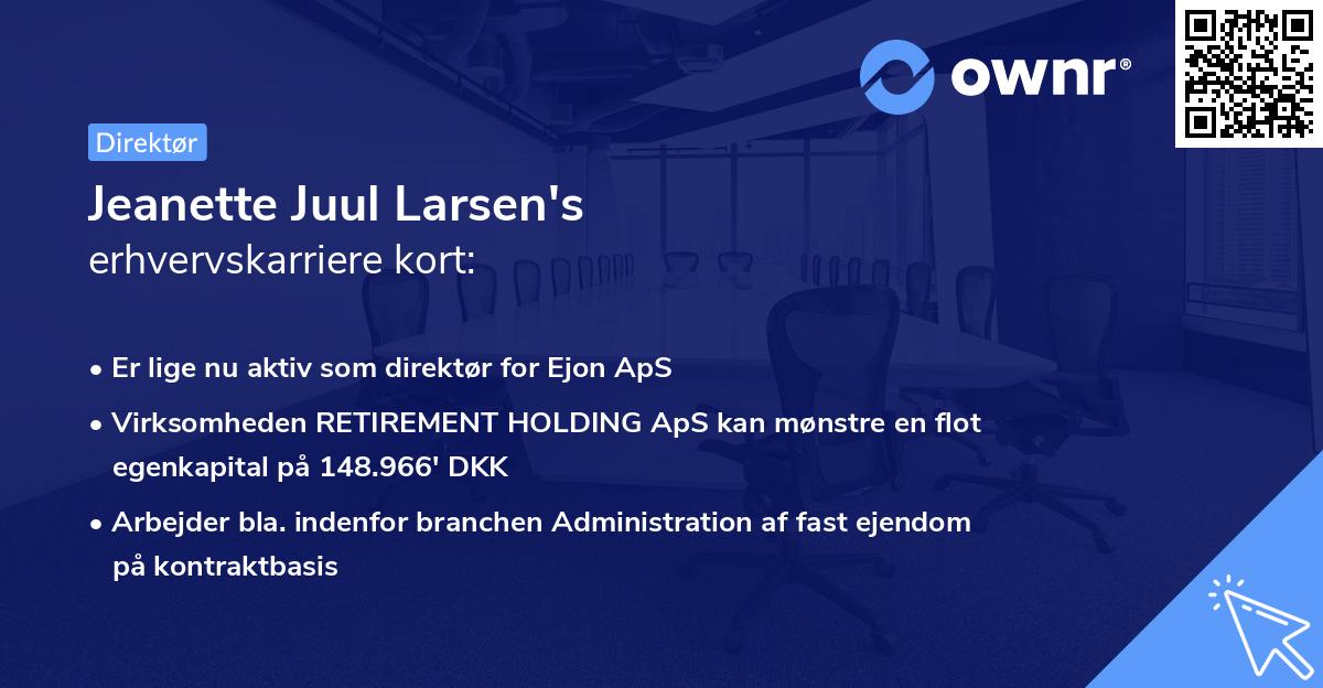 Jeanette Juul Larsen's erhvervskarriere kort