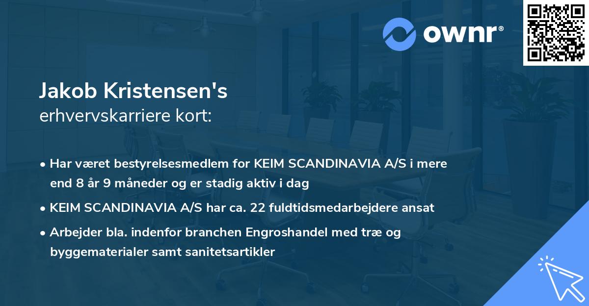Jakob Kristensen's erhvervskarriere kort