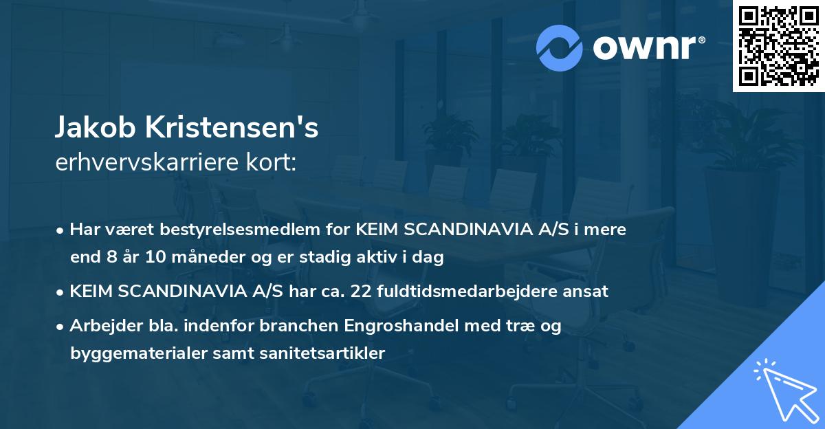 Jakob Kristensen's erhvervskarriere kort