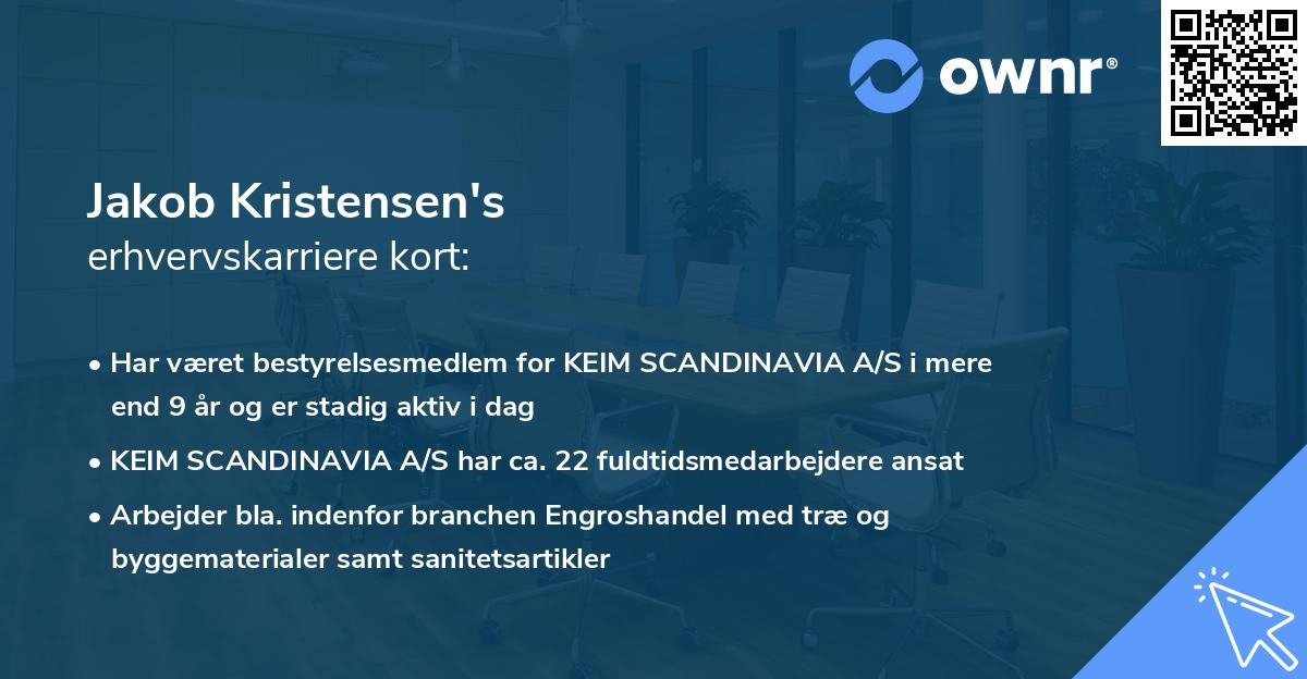 Jakob Kristensen's erhvervskarriere kort