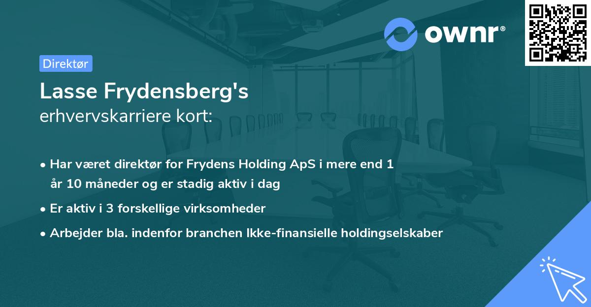 Lasse Frydensberg's erhvervskarriere kort