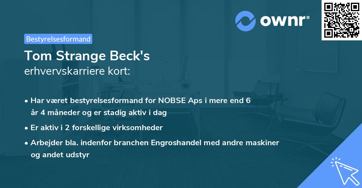 Tom Strange Beck's erhvervskarriere kort