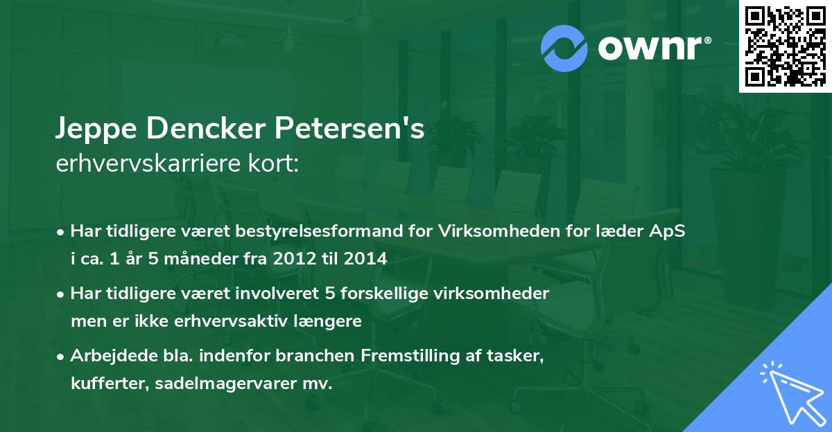 Jeppe Dencker Petersen's erhvervskarriere kort