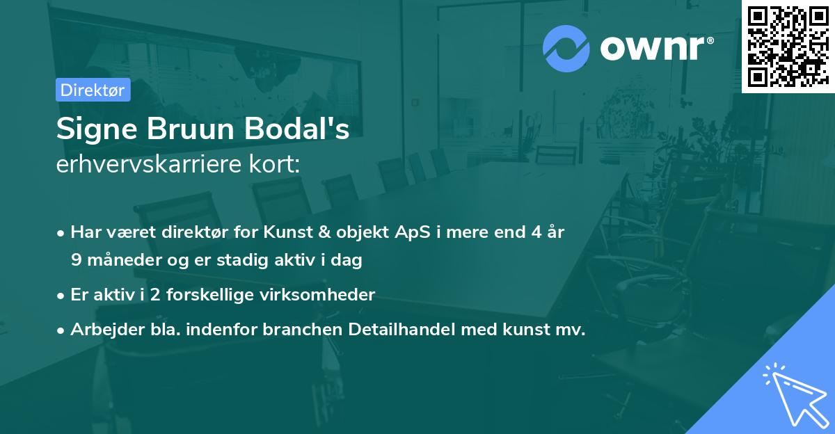 Signe Bruun Bodal's erhvervskarriere kort