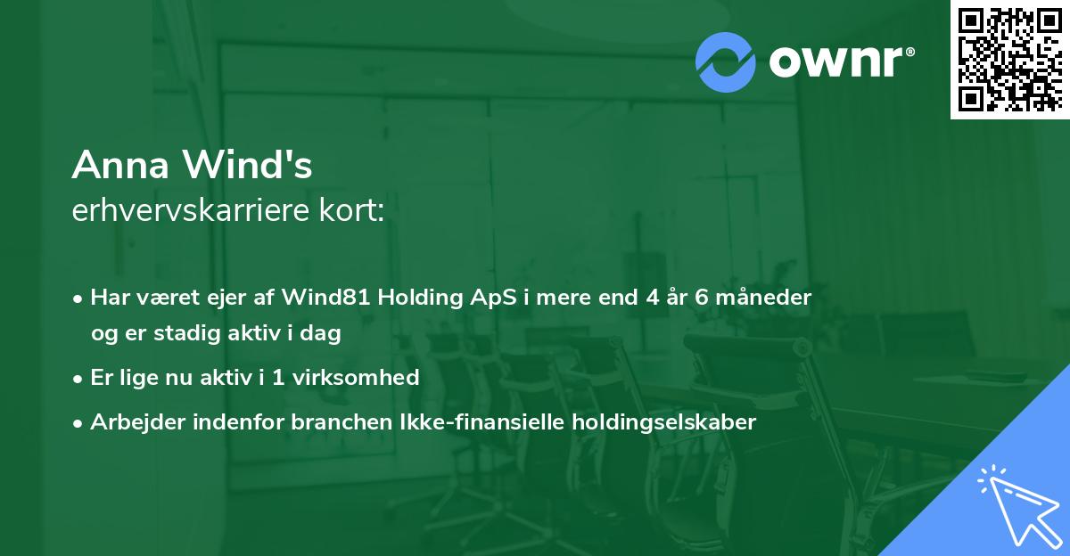 Anna Wind's erhvervskarriere kort