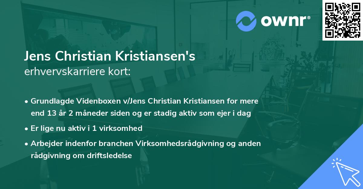 Jens Christian Kristiansen's erhvervskarriere kort