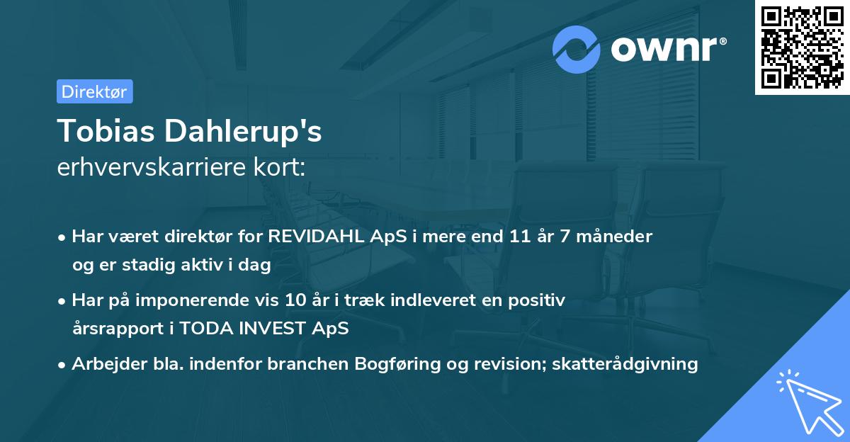 Tobias Dahlerup's erhvervskarriere kort
