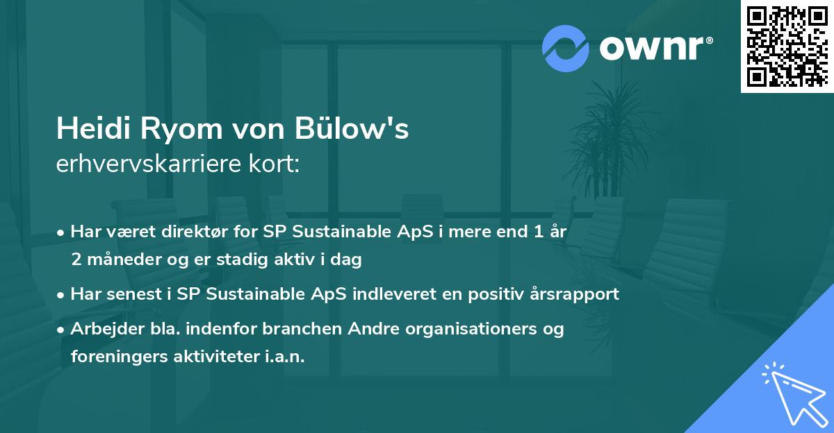 Heidi Ryom von Bülow's erhvervskarriere kort
