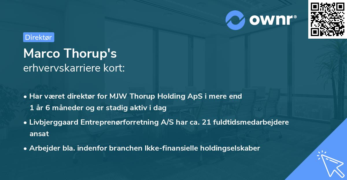 Marco Thorup's erhvervskarriere kort