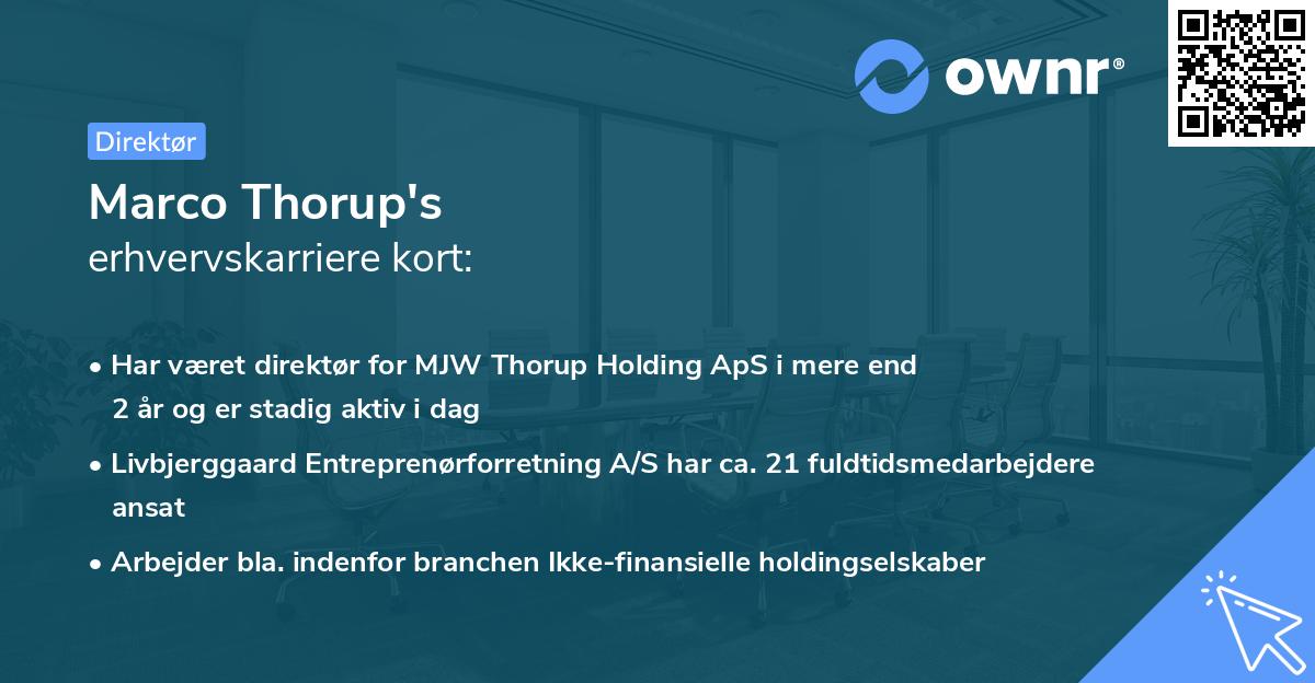 Marco Thorup's erhvervskarriere kort