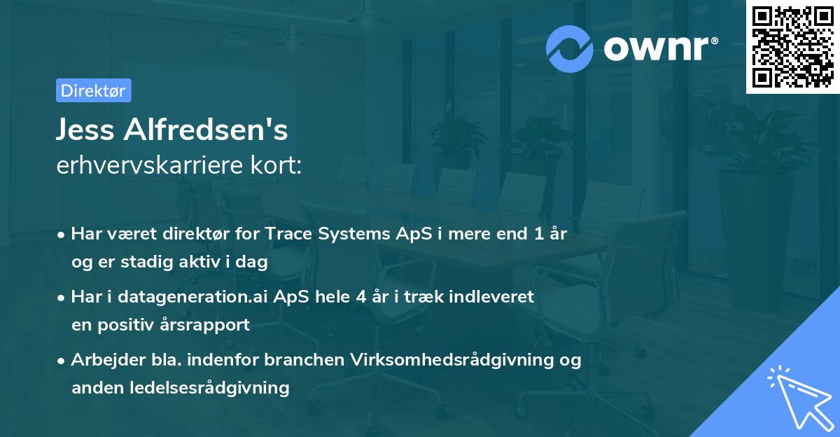Jess Alfredsen's erhvervskarriere kort