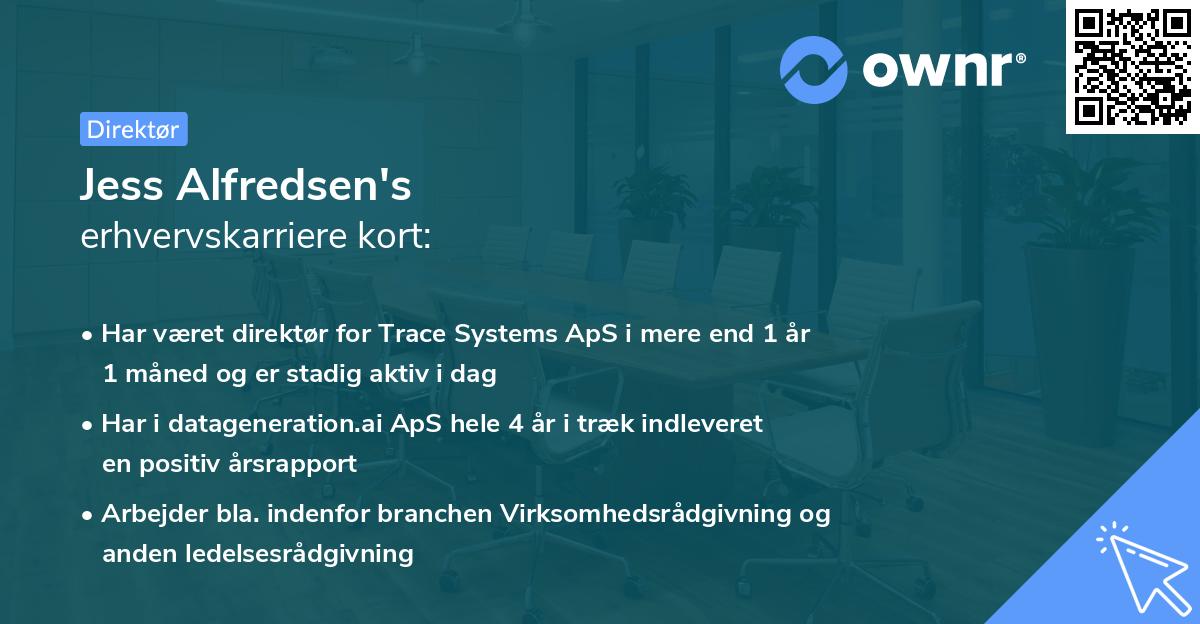 Jess Alfredsen's erhvervskarriere kort