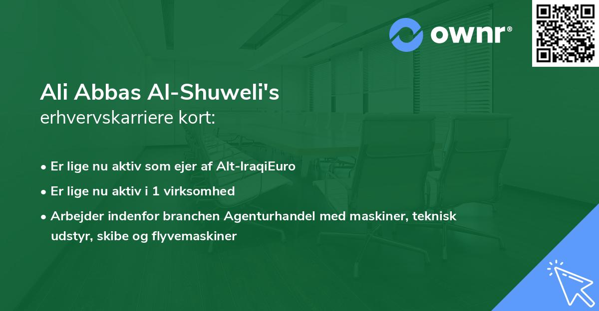Ali Abbas Al-Shuweli's erhvervskarriere kort