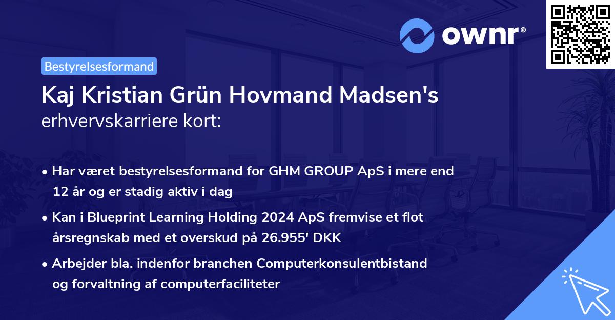 Kaj Kristian Grün Hovmand Madsen's erhvervskarriere kort
