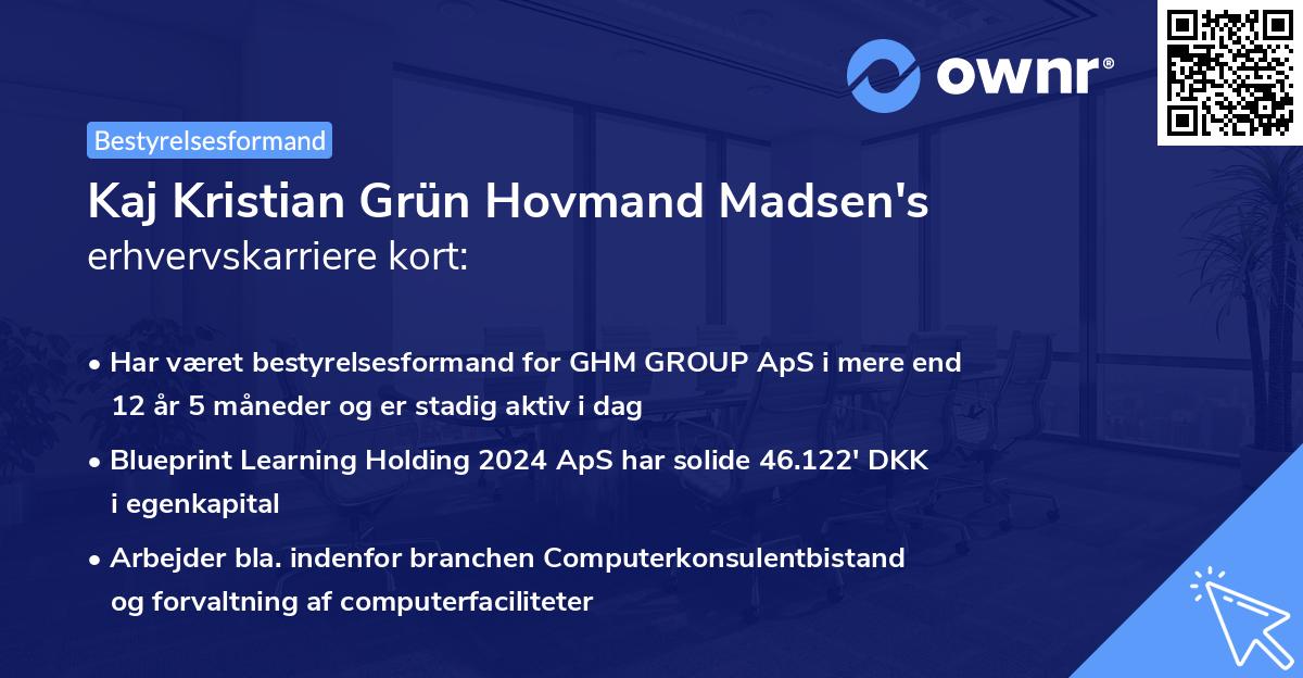 Kaj Kristian Grün Hovmand Madsen's erhvervskarriere kort