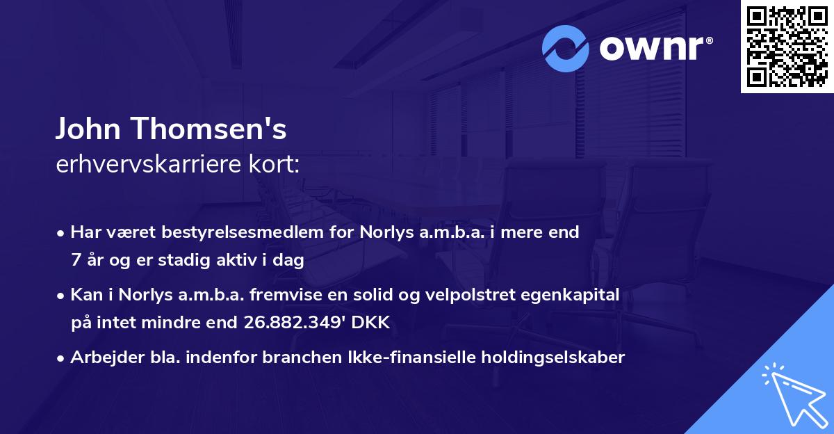 John Thomsen's erhvervskarriere kort