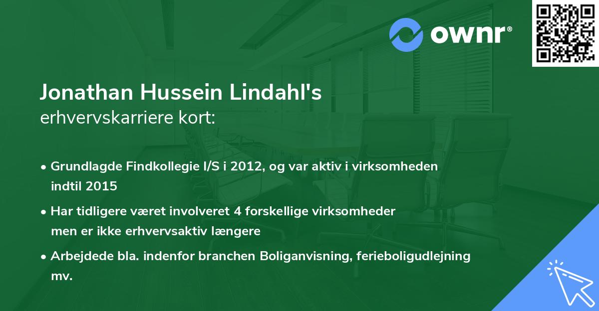 Jonathan Hussein Lindahl's erhvervskarriere kort