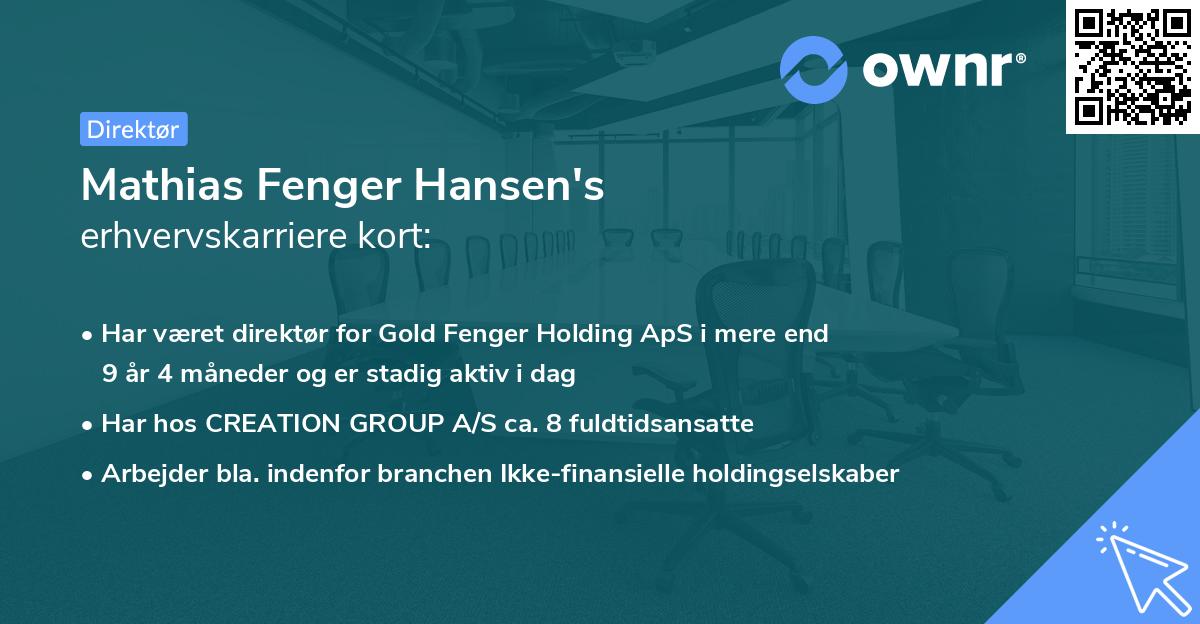 Mathias Fenger Hansen's erhvervskarriere kort