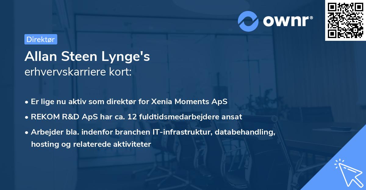 Allan Steen Lynge's erhvervskarriere kort