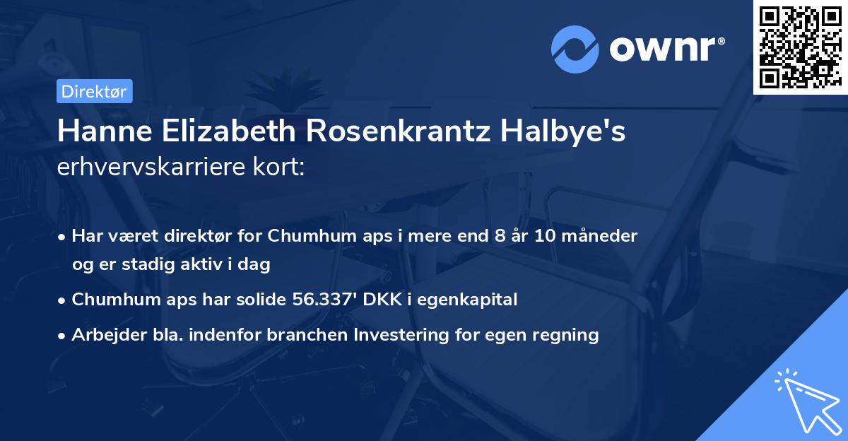 Hanne Elizabeth Rosenkrantz Halbye's erhvervskarriere kort