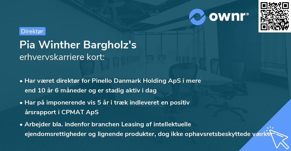 Pia Winther Bargholz's erhvervskarriere kort