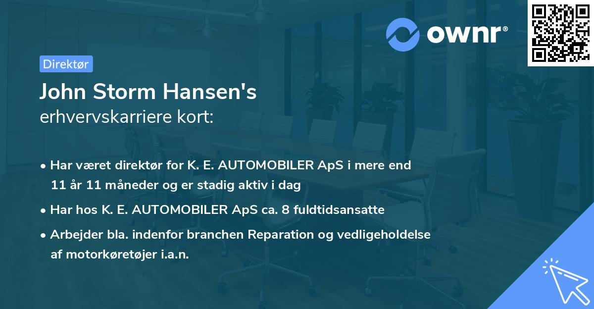 John Storm Hansen's erhvervskarriere kort