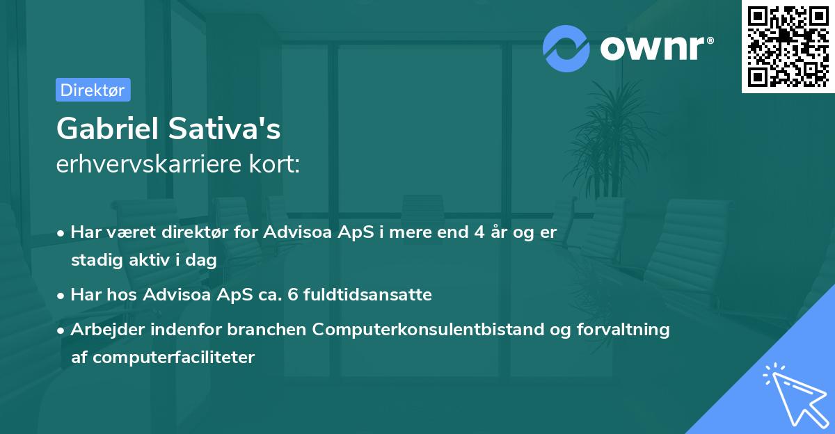 Gabriel Sativa's erhvervskarriere kort