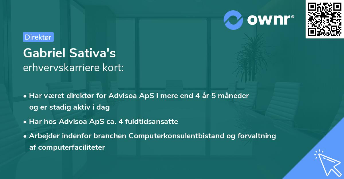 Gabriel Sativa's erhvervskarriere kort