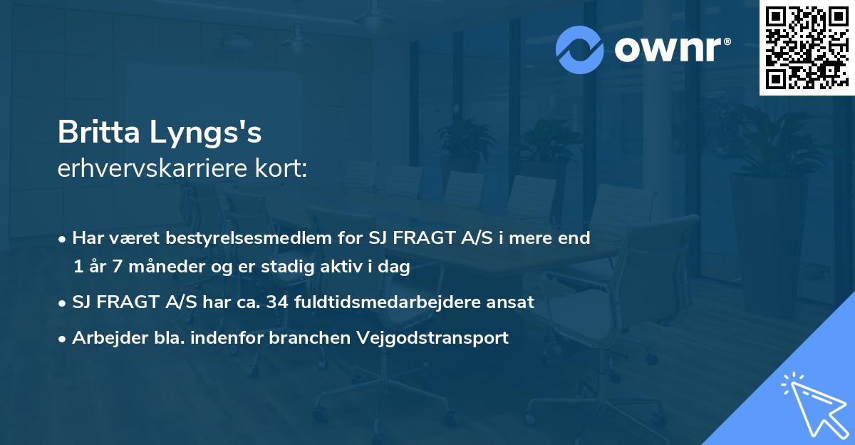 Britta Lyngs's erhvervskarriere kort