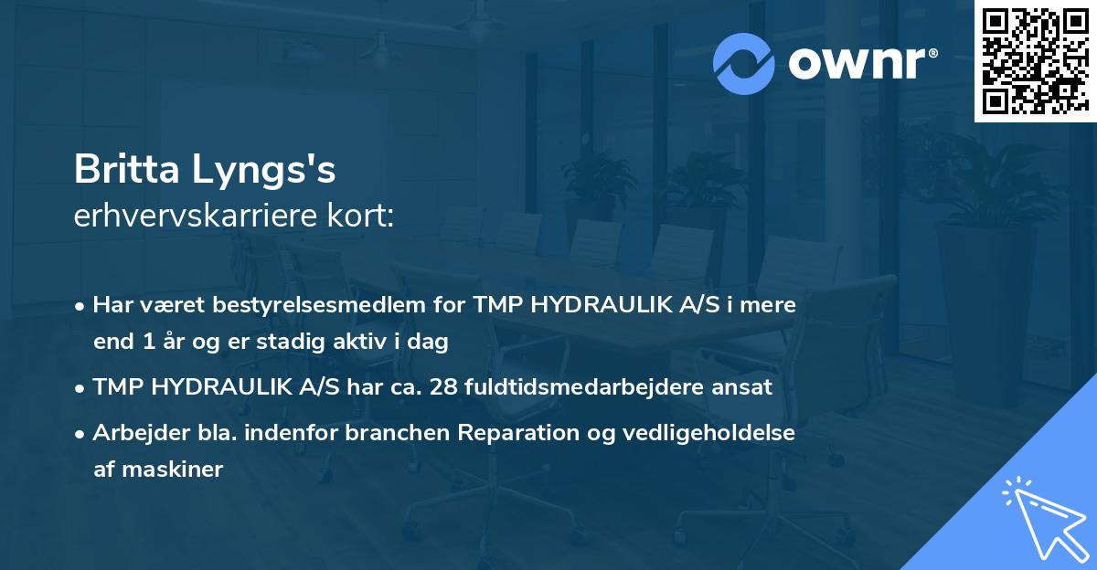 Britta Lyngs's erhvervskarriere kort