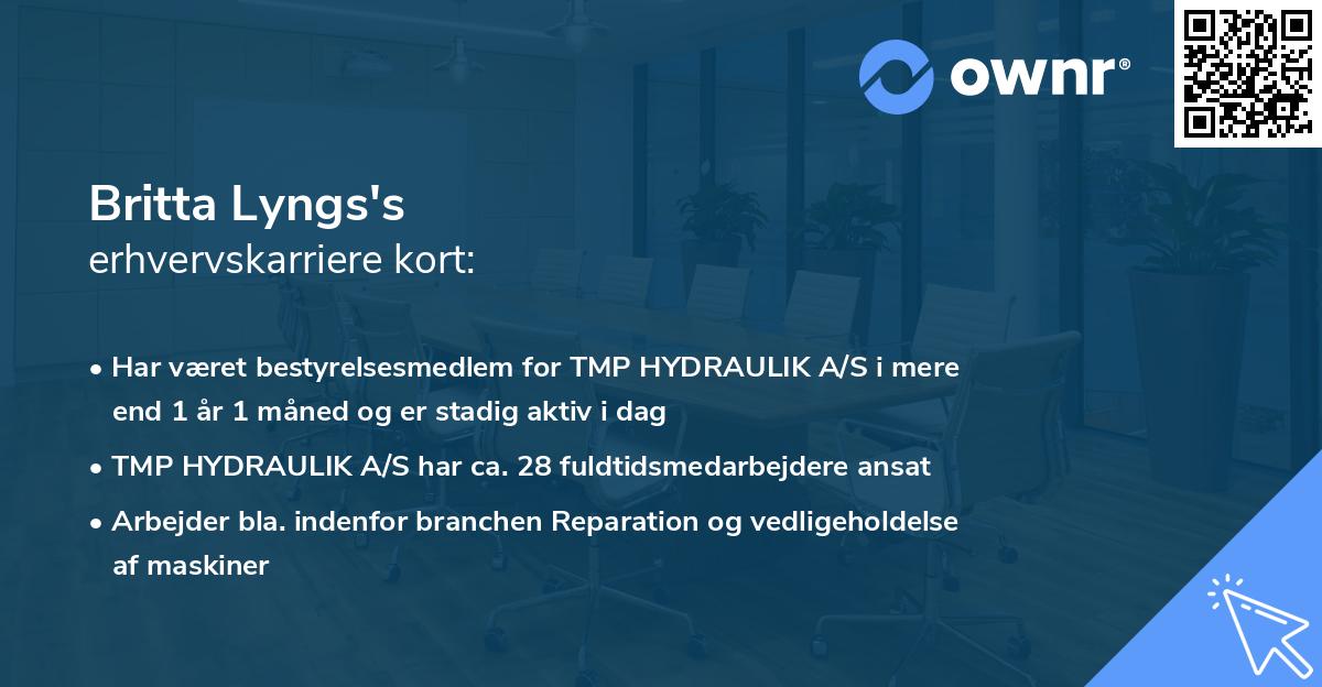 Britta Lyngs's erhvervskarriere kort