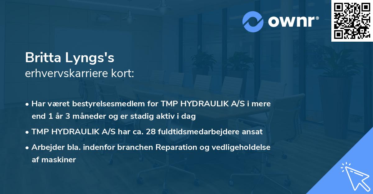 Britta Lyngs's erhvervskarriere kort