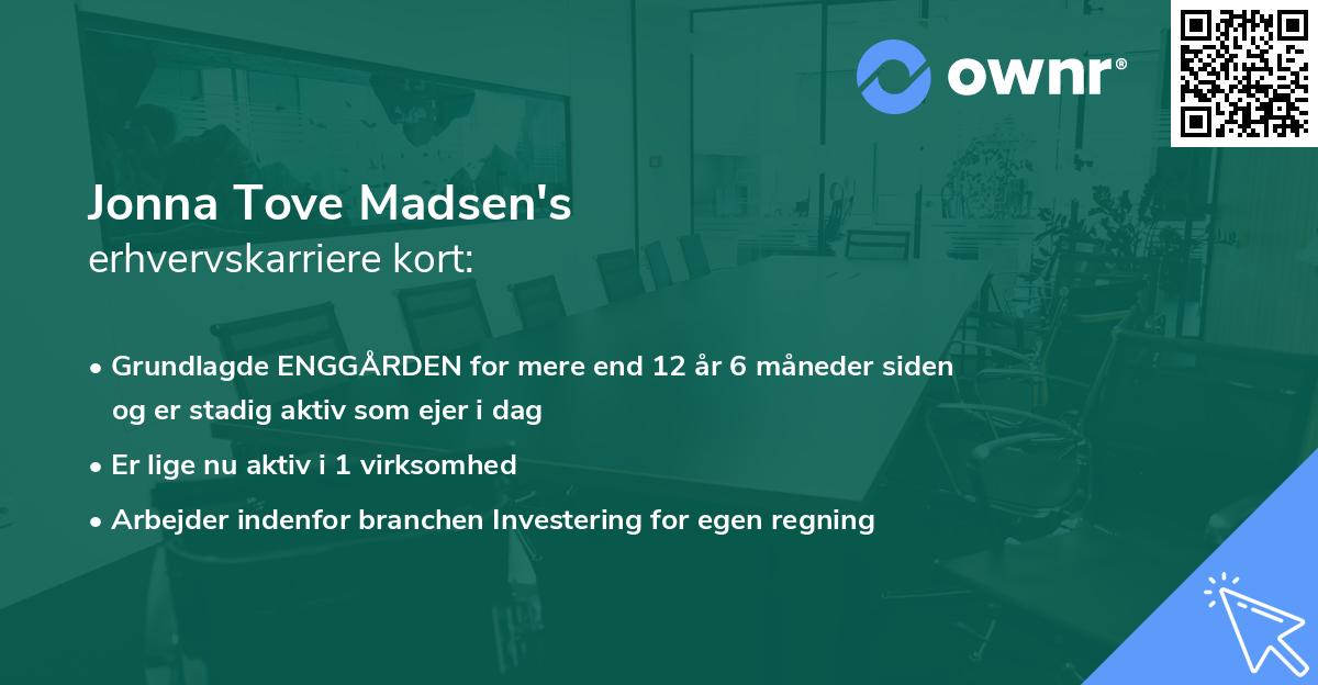 Jonna Tove Madsen's erhvervskarriere kort