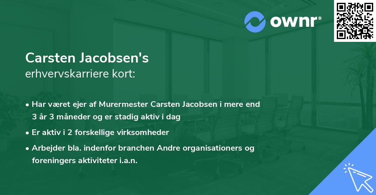 Carsten Jacobsen's erhvervskarriere kort