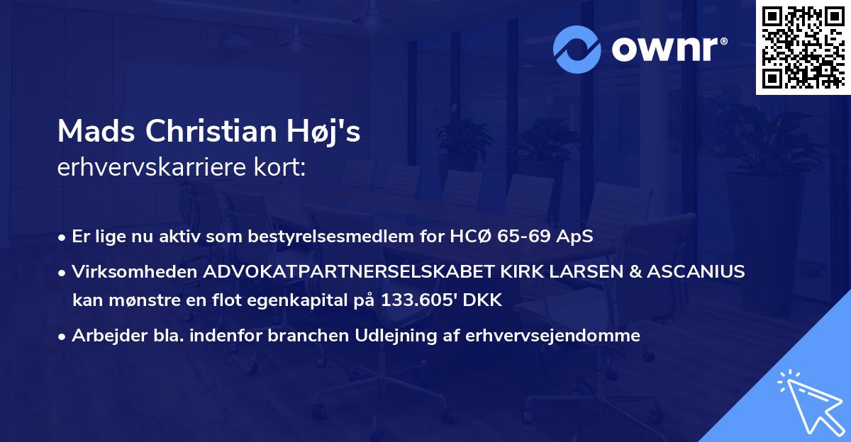 Mads Christian Høj's erhvervskarriere kort