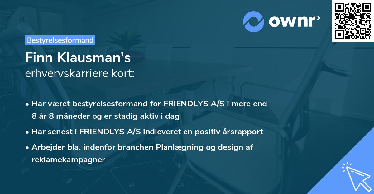 Finn Klausman's erhvervskarriere kort