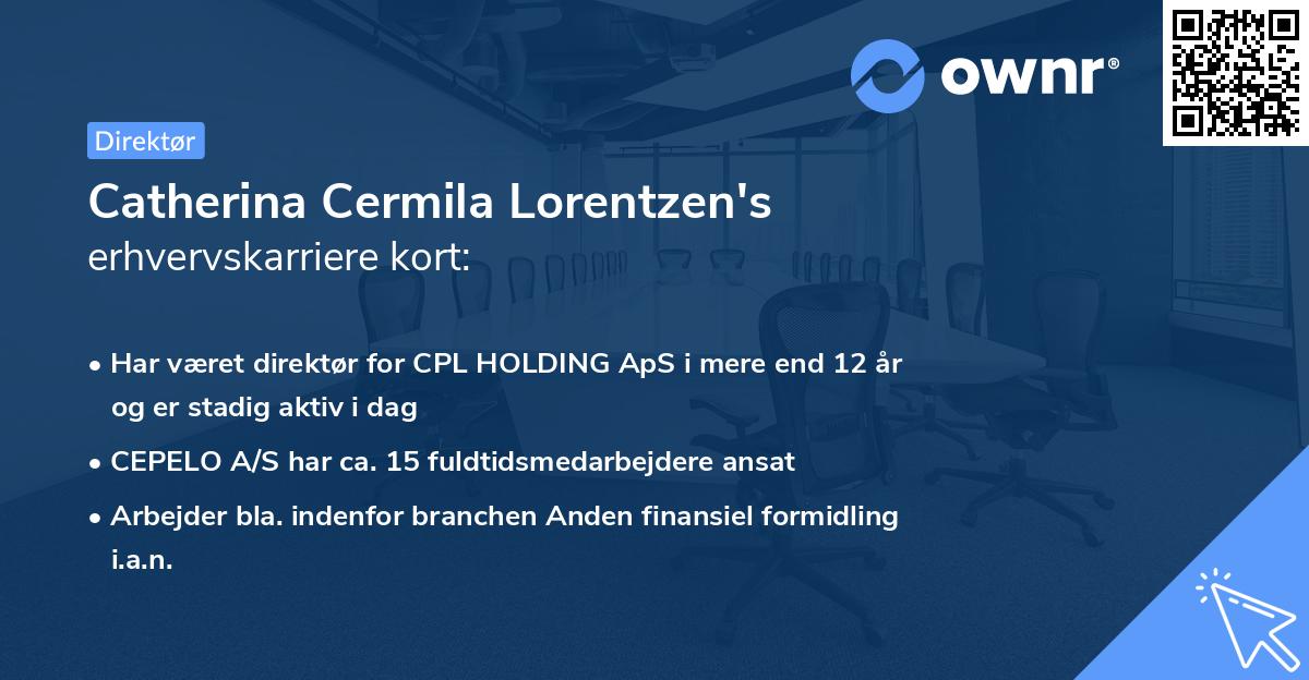 Catherina Cermila Lorentzen's erhvervskarriere kort