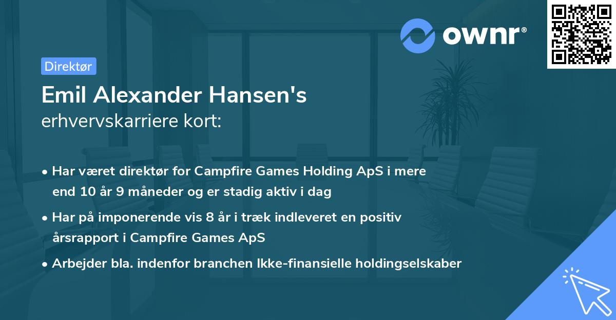 Emil Alexander Hansen's erhvervskarriere kort