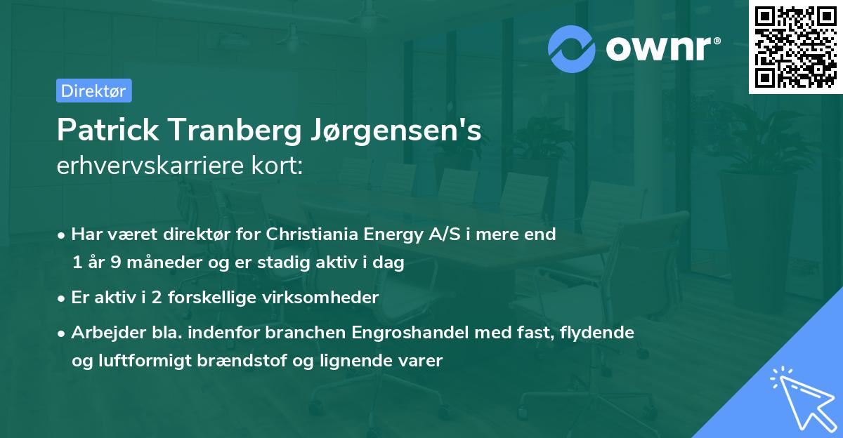 Patrick Tranberg Jørgensen's erhvervskarriere kort