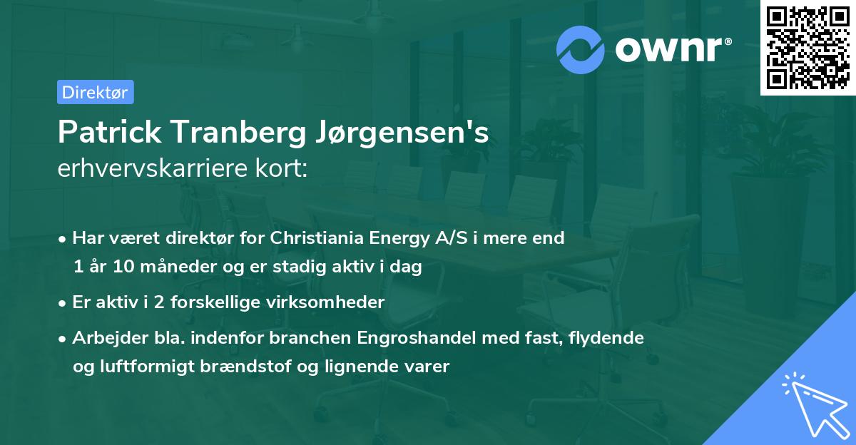 Patrick Tranberg Jørgensen's erhvervskarriere kort