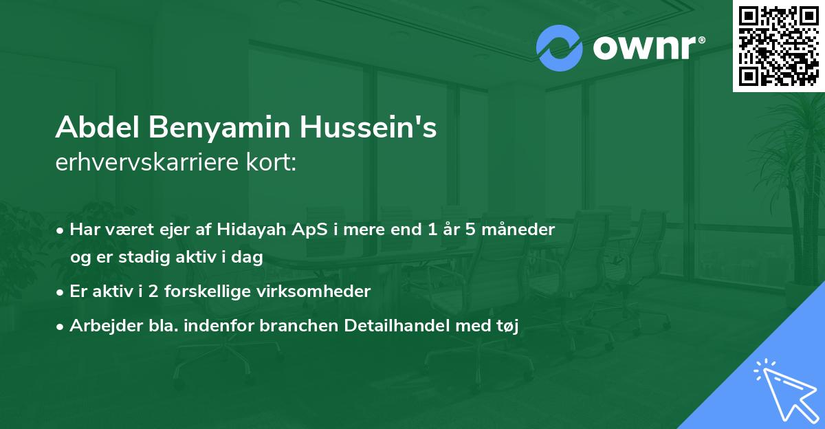 Abdel Benyamin Hussein's erhvervskarriere kort