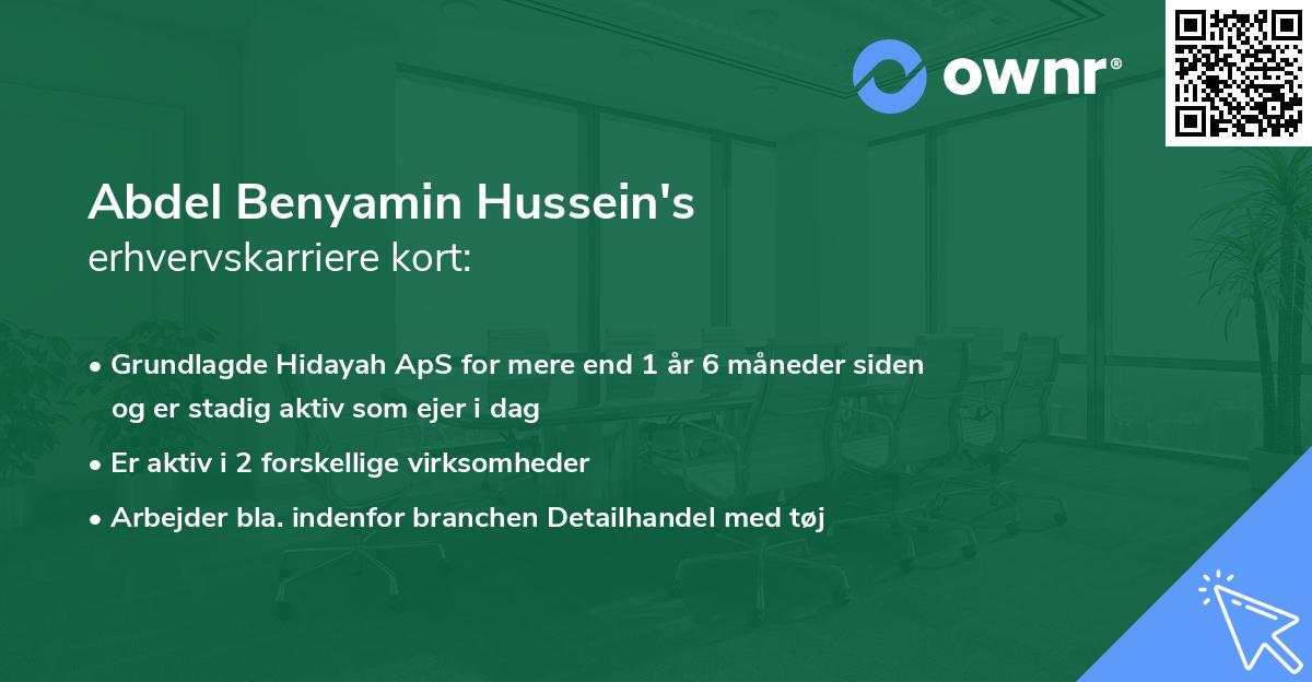 Abdel Benyamin Hussein's erhvervskarriere kort
