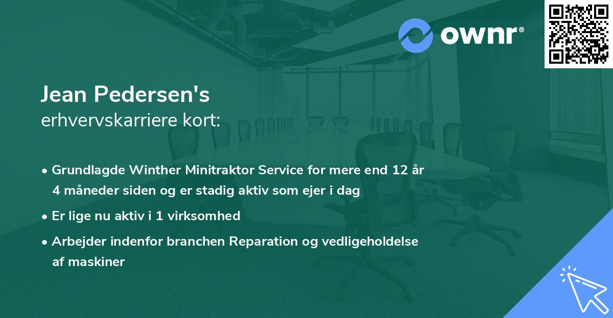 Jean Pedersen's erhvervskarriere kort