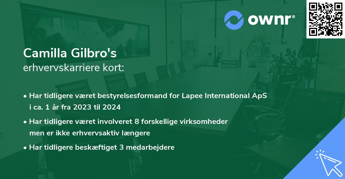 Camilla Gilbro's erhvervskarriere kort