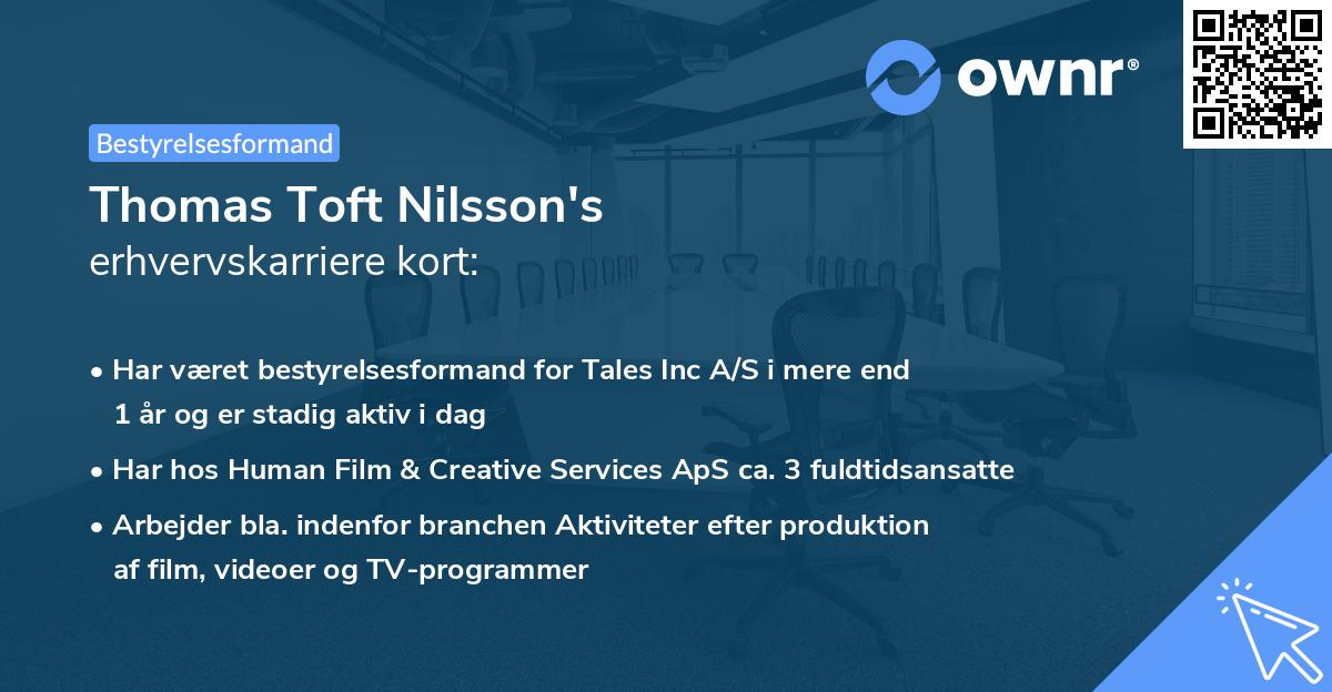 Thomas Toft Nilsson's erhvervskarriere kort