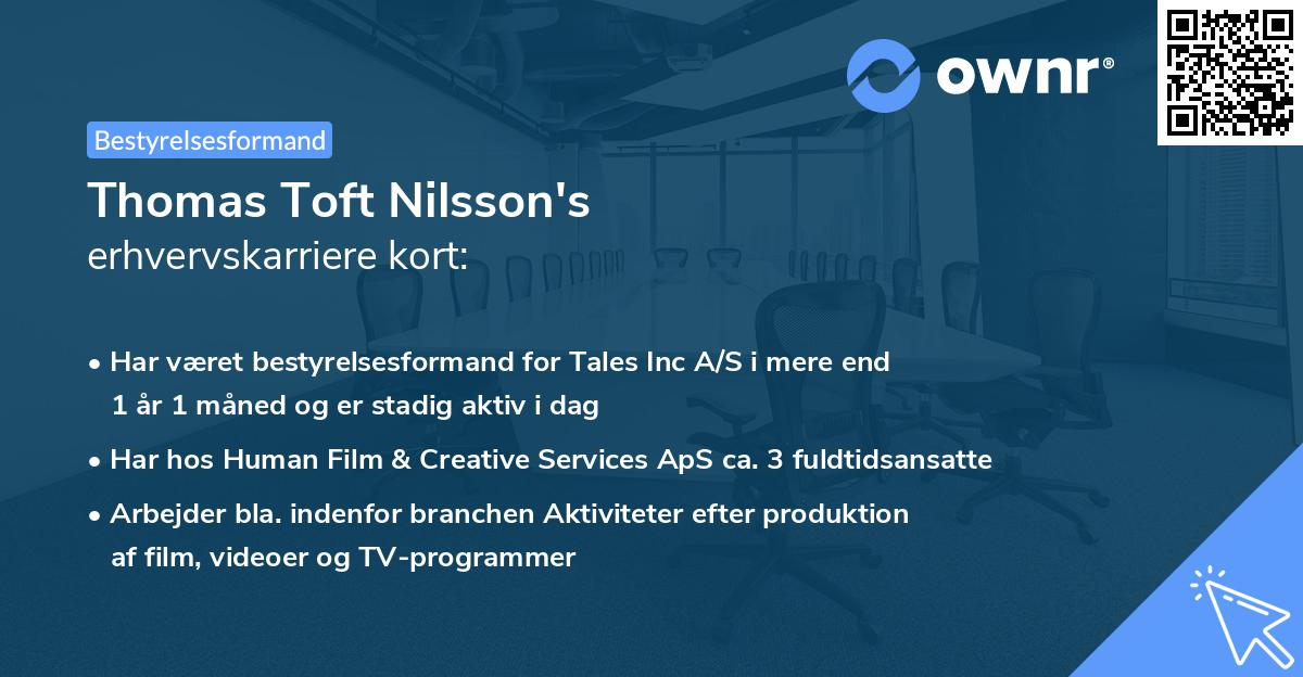Thomas Toft Nilsson's erhvervskarriere kort