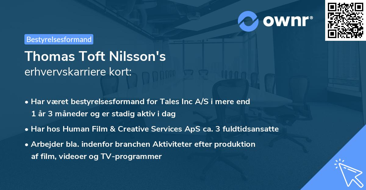 Thomas Toft Nilsson's erhvervskarriere kort