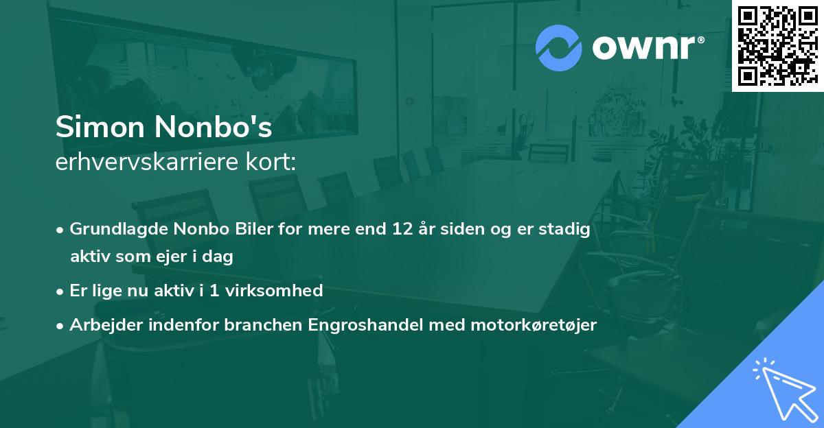 Simon Nonbo's erhvervskarriere kort